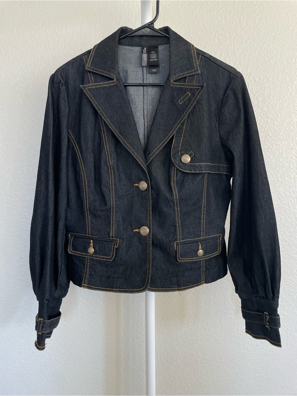 Bisou Bisou Dark Wash Denim Blazer Jacket Medium - Picture 1 of 4